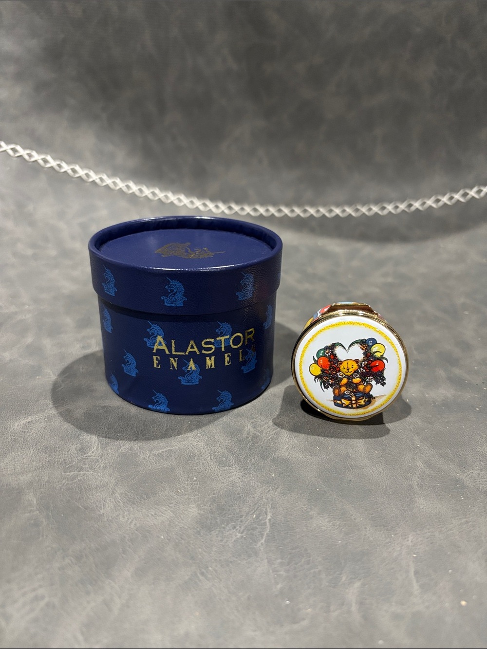 Alastor Enamel Round Floral Trinket Box - Blue & White-Happy Birthday